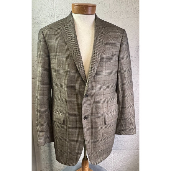 42 R Samelsohn Loro Piana Nordstrom 100% Cashmere Plaid Sport Coat Blazer Jacket - Picture 1 of 11